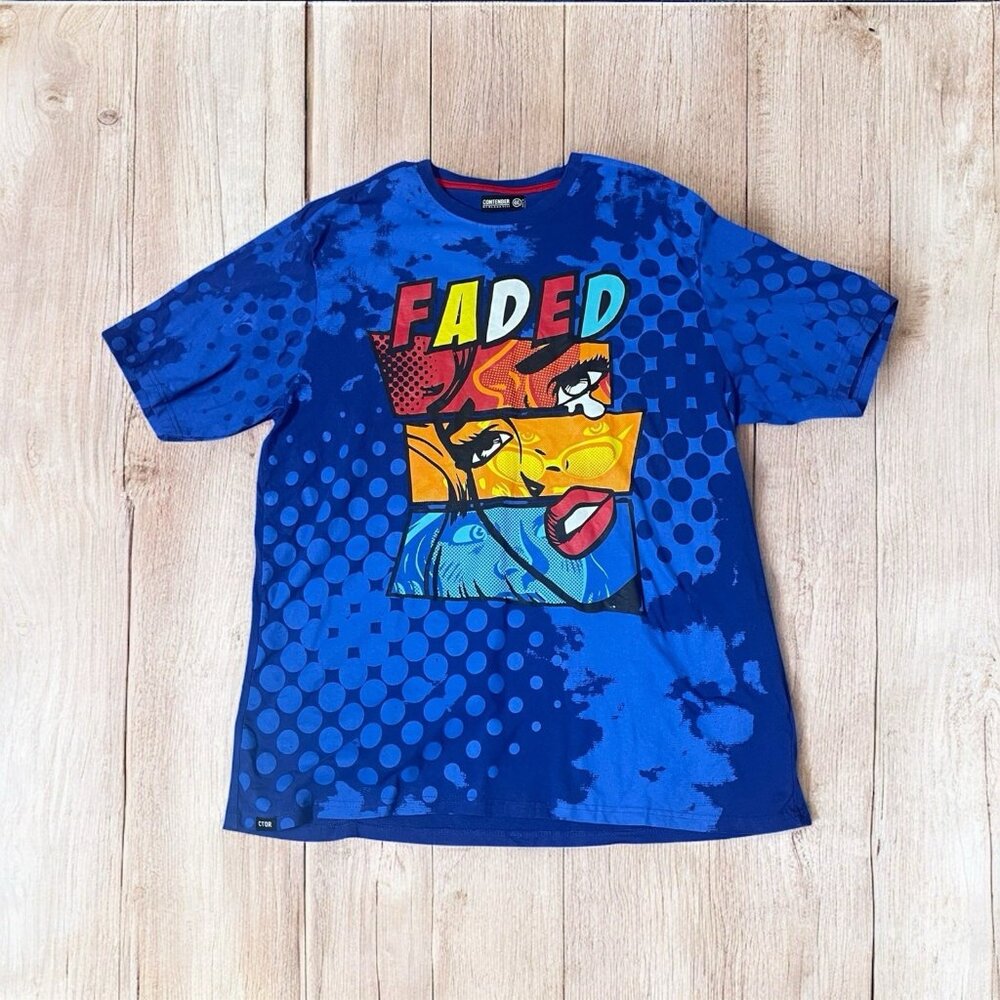 Men's Contender FADED GRAPHIC T SHIRT Blue 4XL